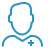 A blue icon of a man in a blue shirt.