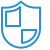 A blue shield icon on a black background.