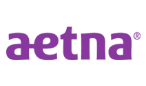 Aetna logo on a purple background advertising a pediatrician near me.
